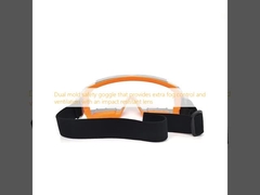 Çarpışmaya dayanıklı bir mercekle ekstra sis kontrolü ve havalandırma sağlayan çift kalıplı güvenlik gözlüğü